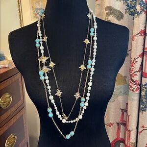 Three Necklace Set with Earrings with Beads and Bees Embellishments